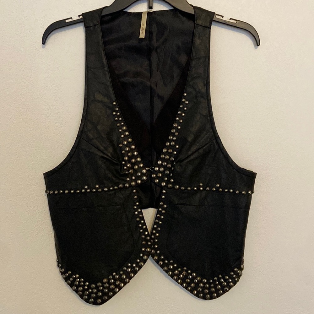 Pleather black vest with studs
